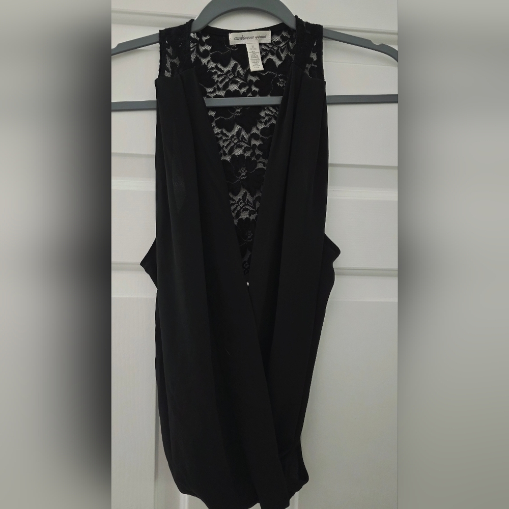 Black Lace Detail Women's Blouse